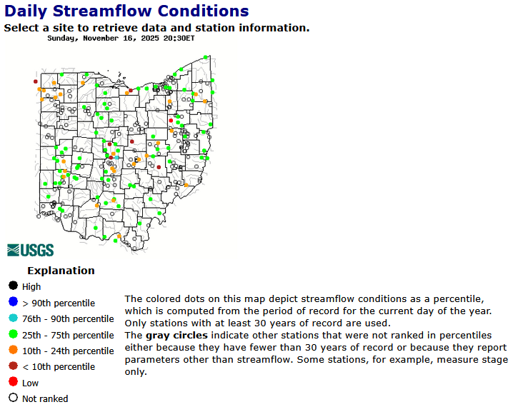 ohio stream flow map